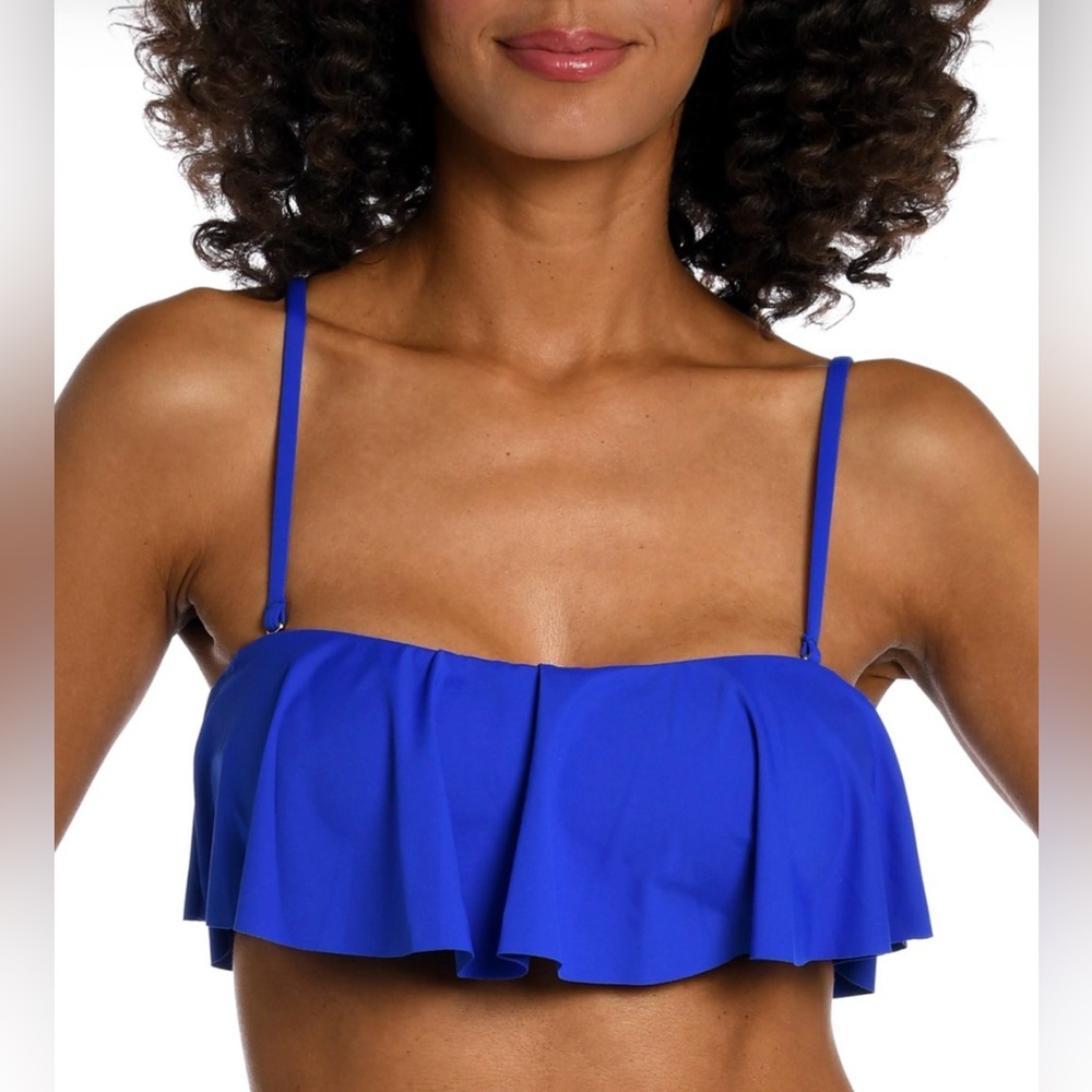 La Blanca Royal Blue Ruffle Bikini Top